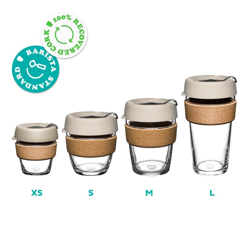 KeepCup Brew Cork, Reusable Glass Tumbler with Natural Cork, Grande Coffee Cup 16oz/454ml - Press - Image 5